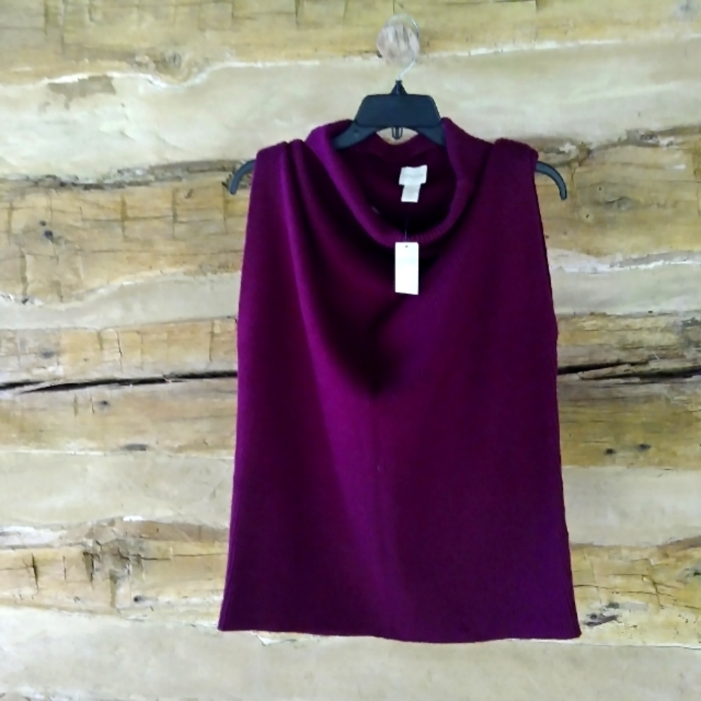NWT Chico's Burgundy Sleeveless Cowl Neck Sweater Size 1(8)